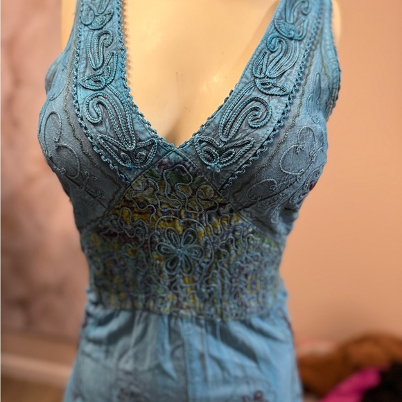 Ludy" Blue Bohemian Midi Dress - 100% Viscose - One Size - Picture 7 of 15